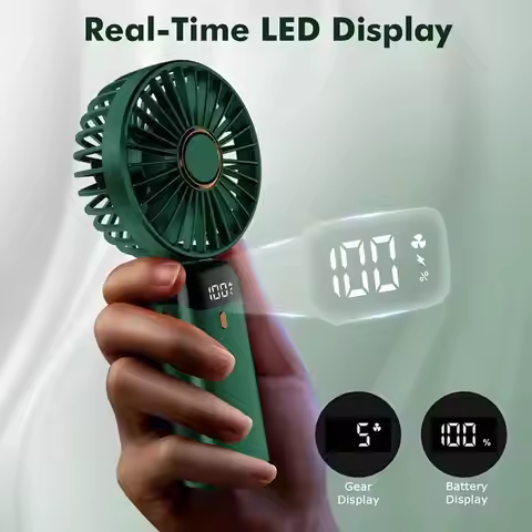 Portable Rechargeable Small Fan, Powerful Fan That Can Also Serve as a Mobile Phone Stand, Long Batt