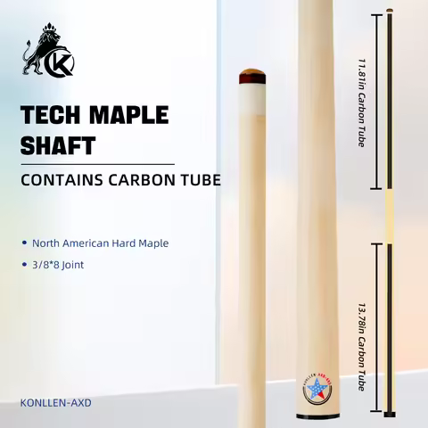 KONLLEN Solid Maple Wood Technology Shaft Billiard Pool Cue Kit Shaft 3/8*8 Radial Pin Joint 12.5mm 