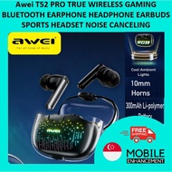 Awei T52 PRO TRUE WIRELESS GAMING BLUETOOTH EARPHONE HEADPHONE EARBUDS SPORTS HEADSET NOISE CANCELING TWS
