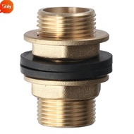 SHLY Tube Adaptor, Brass G1/2 G3/4 G1 Male Bulkhead Fitting, Water Tank Joint Hose Fitting Water Tan