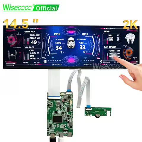 Wisecoco 14.5 inch Stretch Bar Secondary Touch Screen 2560*720 Aida64 LCD For Y70 CPU Temperature Mo
