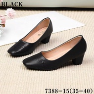 G7388-15 2 inch Black Shoes for Women Leather Materials Elegant Design Comfortable Fit Versatile