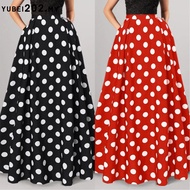Skirt Polkadots Tema Retro 60an 70an Saloma Pramlee Polka Dot High Waist Party Swing Pleated Dinner 