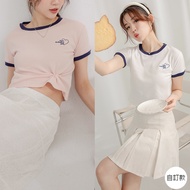 [HARPER] Custom In Love Heart Embroidery Contrast Color T-shirt | Ready Stock Letter T T-shirt Short