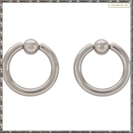 [L W H Y] 1 Pair Stainless Steel Captive Bead Ear Rings Hoop  Studs Piercing Jewelry Steel color, 8g