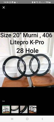 Litepro Velg 20 inch Sepeda Lipat BMX Rim Rims Sepeda 406 Ukuran Size 20 Murni Lite Pro Kpro Lubang