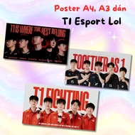 Poster T1 Esports LoL 2025 Anti-Fade Wall Sticker A3/A4 Size