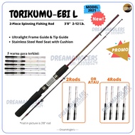 [PromoSet] Torikumu Ebi 2021 L 3'8" (3 Feet 8 Inch) 2-12lb 2-Piece Spinning Fishing Rod Joran Ikan