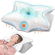 DONAMA Neck Cervical Pillow for Pain Relief Sleeping,Hollow Odorless Memory Foam Pillow Ergonomic with Cooling Case,Orthopedic Contoured Support Pillow for Side，Back and Stomach Sleepers