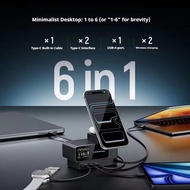 CUKTECH แท่นชาร์จ NO.15 6-In-1 140W เอาต์พุตสูงสุดหกแท่นชาร์จเดสก์ทอปแท่นชาร์จ1.83 "TFT จอแสดงผลขนาด
