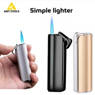 Windproof gas lighter blue flame metal gas lighter plain color lighter simple design