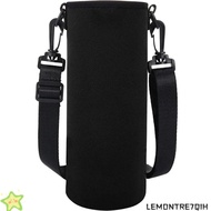 LEMONTRE7QIH Insulated Bottle Pouch, Black Adjustable Strap Water Bottle Holder, Neoprene 750ML/1000