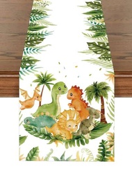 1入叢林動物恐龍桌旗,適合裝飾生日和假日派對,桌跑