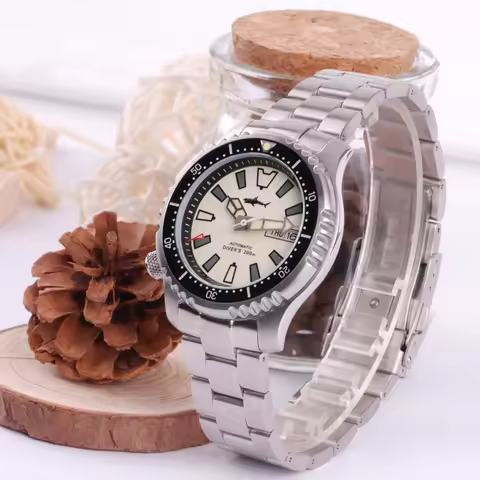 Heimdallr Men Diver Watch 43.5mm Mechanical Wristwatch 200M Waterproof Full Luminous Dial NH36A Sapp