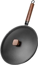 Wok Pan Traditional Wok With Lid &amp; Wooden Handle for Cooking Pan-frying, Braising and Deep-frying,30cm (Size : 30cm) vision