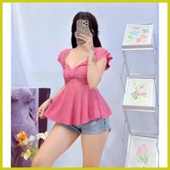 ▥ ╭ ❦ BARBARA Ribbon Peplum Top