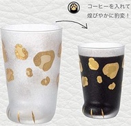 日本直送 - 日本製啤酒杯Aderia水晶玻璃杯金優質 Coconeco 貓爪豹紋Leopard 禮盒 300 ml 酒杯清酒杯啤酒杯水杯 平行進口