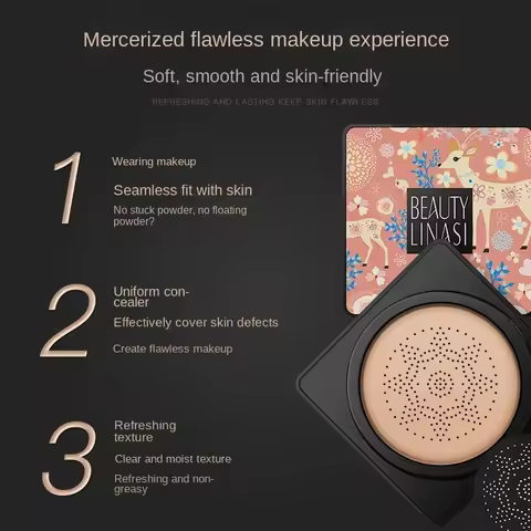 VENZEN BB Air Cushion CC Cream Foundation Concealer Mushroom Head Whitening Waterproof Brighten Face
