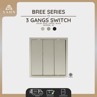 Switch Push [SAHN] สวิทช์แบบกดกระเด้ง 3 ช่อง ทางเดียว รุ่น Bree Series (B031P) ดีไซน์สวยงาม และทันสม