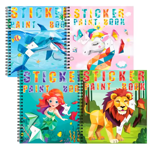 1-6PCS Sticker Book For Kids Unicorn Sticker Paint Book Mermaid Children's Sticker By Number For Bir