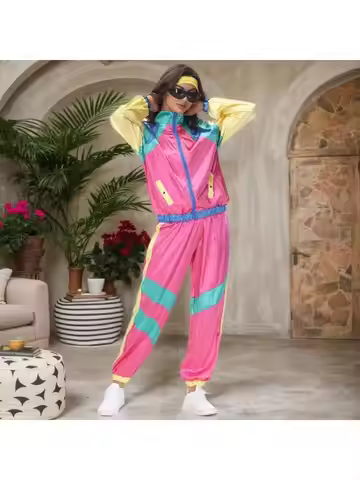 80s Tracksuit for Men Women Retro Windbreaker Sweatpants Set 80s 90s Outfit 80s Track Suit for Coupl