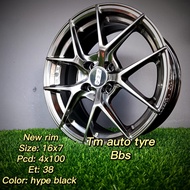 Bbs NEW RIM 16x7 4X100 ET38 Hype black TM Auto Tyre Service Johor Baru