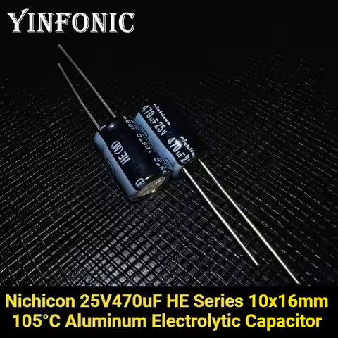 10Pcs/100Pcs Nichicon 25V470uF HE Series 10x16mm 470uF/25V 105°C Aluminum Electrolytic Capacitor