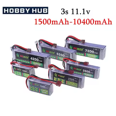 11.1V LiPo Battery 3S 1500mah 1800mAh 2200mah 2700mAh 3300mAh 5200mAh 7200mAh Deans T Connector XT60