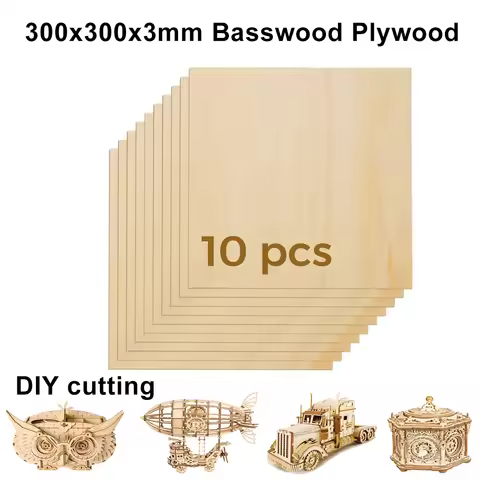 Lightweight Craft Board 300x300x3mm Plywood Basswood Sheets Unfinished Thin Wood Sheets for Laser Cu