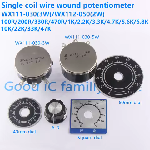 WX112 WX111 W111 Single-turn wire-wound potentiometer WX050 WX030 100R 1K 2K2 4K7 4.7K 100R 220R 330