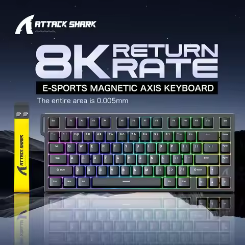 ATTACK SHARK R82 HE 75% Magnetic Keyboard 8000Hz Rapid Trigger 0.005mm RT 0.08ms Latency RGB Wired G