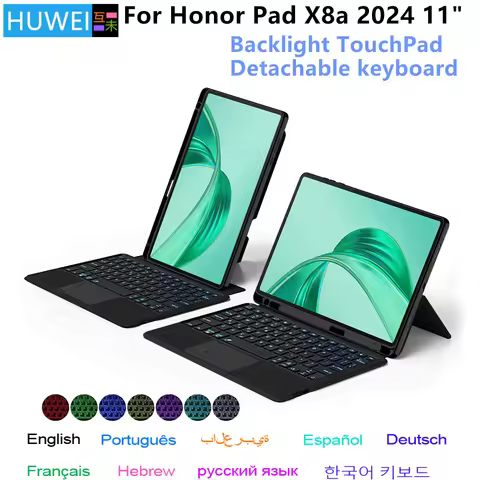 HUWEI Magic Keyboard Case For Honor Pad X8a 2024 HONOR PadX8a Pad X8A 11" Tablet Case Portuguese Spa