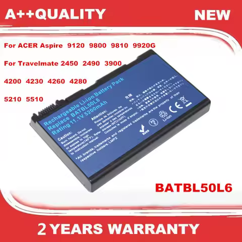 BATBL50L6 Laptop Battery For ACER Aspire 9120 9800 9810 9920G For Travelmate 2450 2490 3900 4200 423