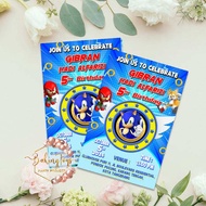 Sonic Birthday Invitation Card / Birthday Party Invitation Card