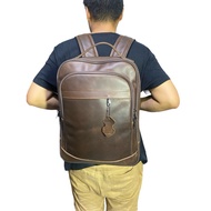 CH Men's Backpack Brown Genuine Leather