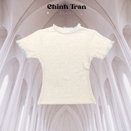 Áo Thun Nữ Phối Viền Ren Form Ôm Body Basic Dễ Thương - Chinh Trần Store
