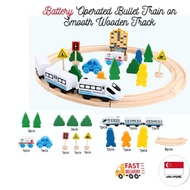 Battery Operated  Bullet Train On Wooden Track 3 Carriages Use with Thomas Brio DIY Track Safe