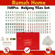 168Pcs 36mm Singapore Mahjong Tiles Set | with Animal Cards Portable | CNY Family Gathering Party Tr