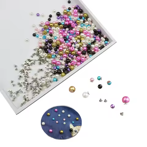 50Sets 6MM/8MM Color Imitation Pearl Rivets Studs DIY Wedding Decor Rivet Pearls Garment Leather Sho