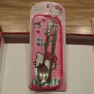 ▶現貨◀Hello Kitty 不鏽鋼 餐具 湯匙 筷子 附袋 KT 三麗鷗 凱蒂貓 日貨