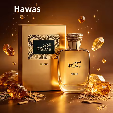 Hawas Elixir Eau de Parfum 3.38 ounces; Sweet Vanilla, Aromatic, Green, Fresh, Spicy, Warm Spicy, Am