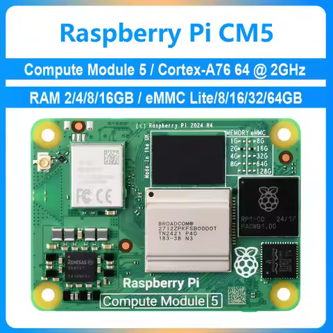 Raspberry Pi Compute Module 5 CM5 Quad Core Cortex-A76 @2GHz BCM2712 With/Without Wi-Fi RAM 2/4/8/16