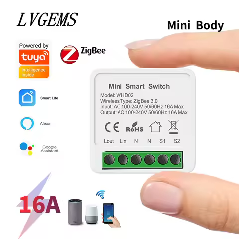 Tuya Zigbee Smart Switch 2 Way Breaker 16A Relay Home Adapter Smart life APP Timing Works With Googl