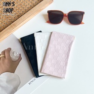 Ann's Shop September-Texture Checkerboard Leather Glasses Shrapnel Bag Practical Sunglasses Flat Sto