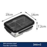 【local delivery】SUS304 Refrigerator Storage Box Bento Lunch Box Microwavable Divided Rectangle Snap 