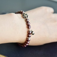 【硃砂】天然原礦硃砂闢邪化煞925銀蓮花古典手鏈手串