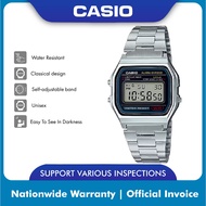 [100% Original] Casio VINTAGE A158WA-1DF Unisex Digital Stainless Steel Strap Casual Watch A158WA [1