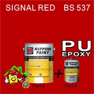 SIGNAL RED BS 537 ( 1L ) PU NIPPON PAINT PU RECOATABLE FINISH HIGH PERFORMANCE HEAVY DUTY AND HARDEN