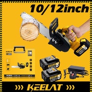 KEELAT 12/10/6 inch Rechargeable High power handheld chain saw for outdoor small tree cutting electric logging equipment
