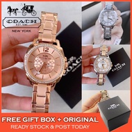 [Original & 2 Years Warranty] Coach Classic Boyfriend Stainless Steel Rose Gold Women Watch 14503140